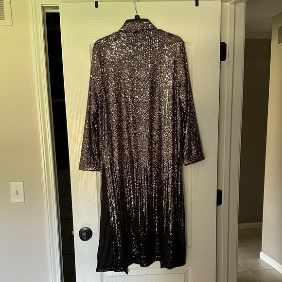 BB Dakota Sequin Long Jacket - Black and Silver - Picture 2 of 4